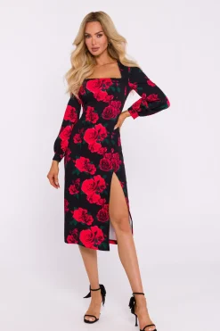 Elegancka sukienka midi z nadrukiem – model 1