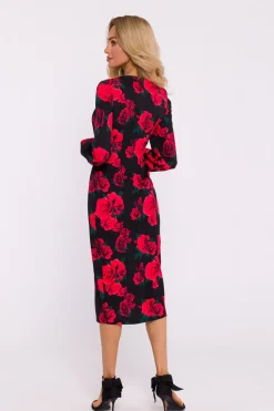 Elegancka sukienka midi z nadrukiem – model 1