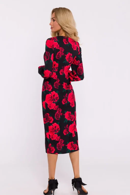 Elegancka sukienka midi z nadrukiem – model 1