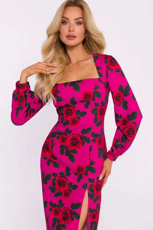 Elegancka sukienka midi z nadrukiem – model 2