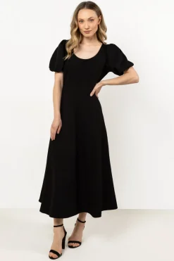 Elegancka sukienka rozkloszowana - czarna