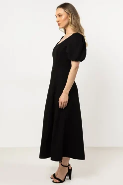 Elegancka sukienka rozkloszowana - czarna