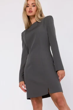 Elegancka sukienka z długim rękawem - khaki