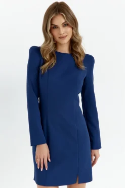 Elegancka sukienka z długim rękawem - granatowa
