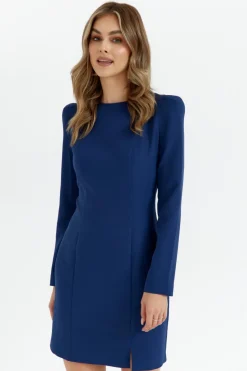 Elegancka sukienka z długim rękawem - granatowa