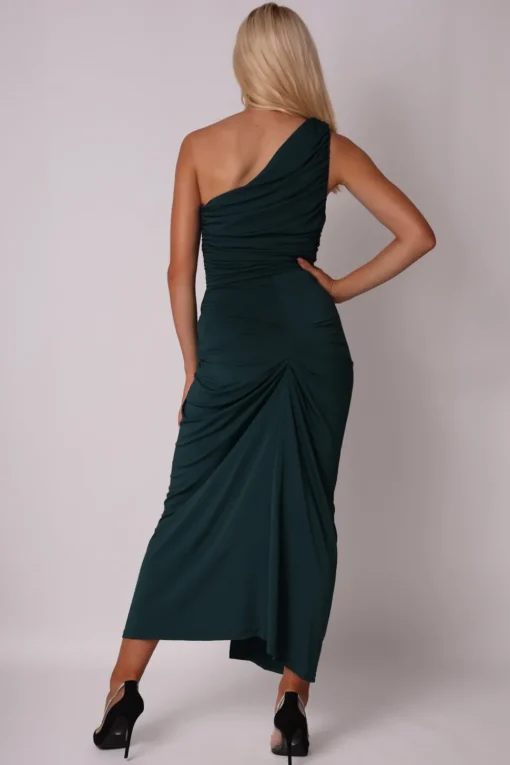Elegancka sukienka z ozdobnym wiązaniem - zielona