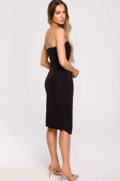 Elegancka warstwowa sukienka z gorsetem - czarna