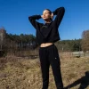 Kobiece spodnie joggery ze ściągaczem - czarne