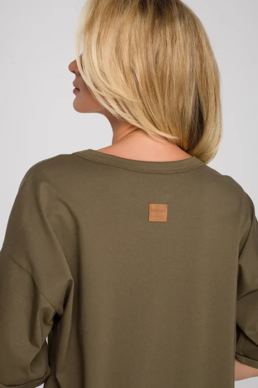 Koszulka nocna z dekoltem V - khaki