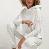 Krótka bluza damska z kapturem - biała