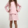 Krótka bluza dresowa dla dziewczynki - jasnoróżowa