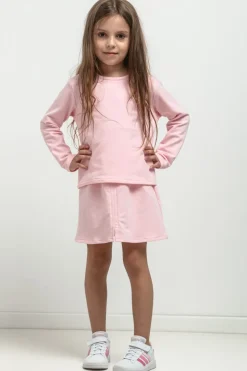 Krótka bluza dresowa dla dziewczynki - jasnoróżowa