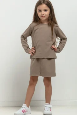 Krótka bluza dresowa dla dziewczynki - cappuccino