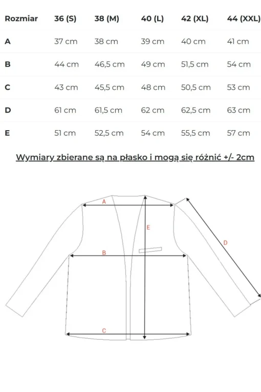 Krótka marynarka bez zapięcia - pudrowa