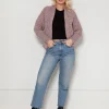 Krótki sweter bez zapięcia - różowy
