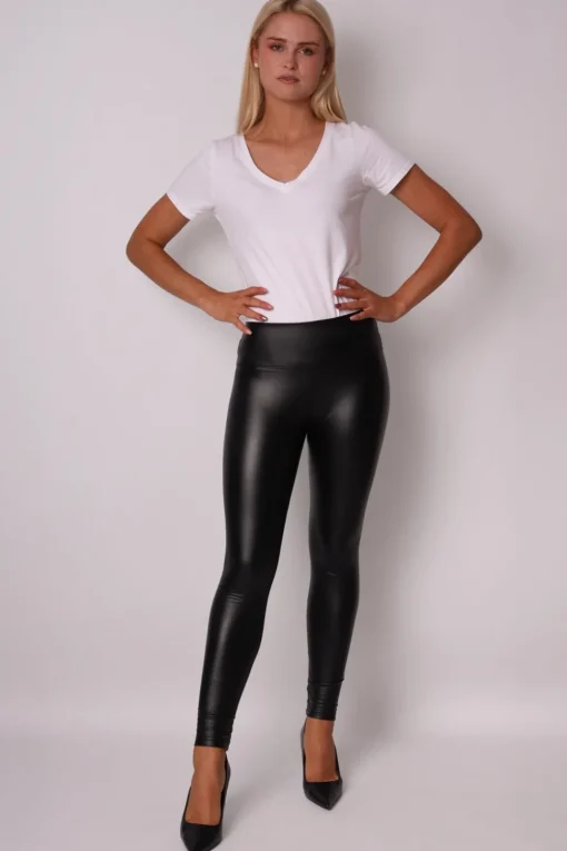 Legginsy damskie z wysokim stanem - czarne