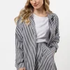 Luźna bawełniana koszula zapinana - czarna