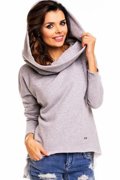 Luźna bluza oversize z kapturem - szara