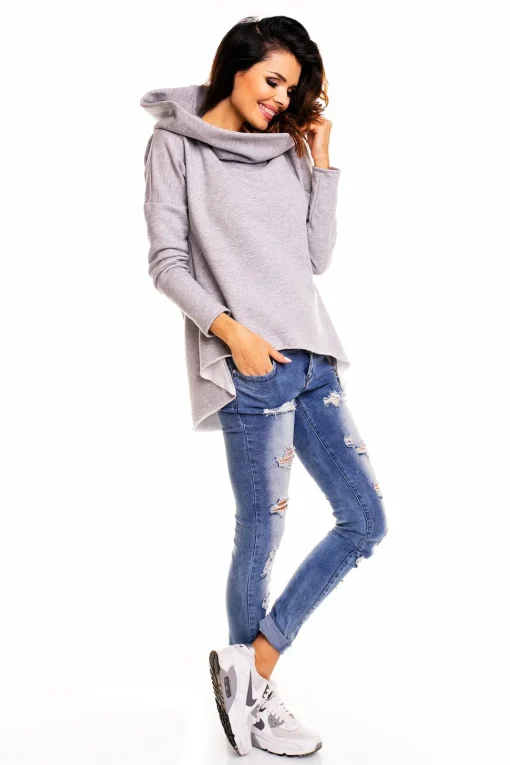 Luźna bluza oversize z kapturem - szara