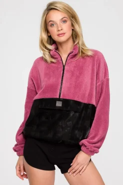 Luźna bluza pluszowa z kieszenią - model 4