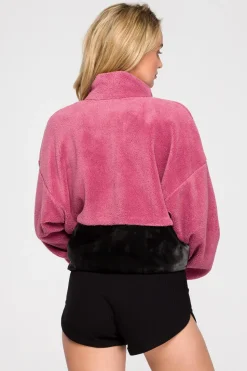 Luźna bluza pluszowa z kieszenią - model 4