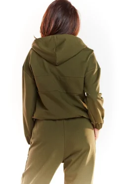 Luźna bluza z kapturem - khaki