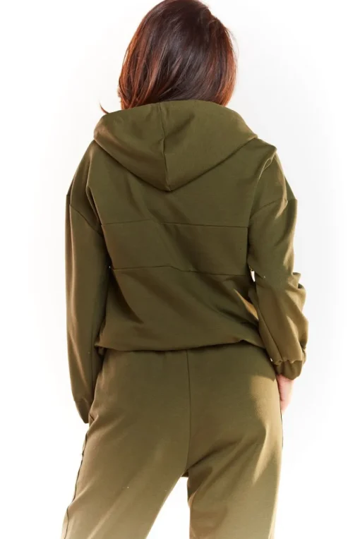 Luźna bluza z kapturem - khaki