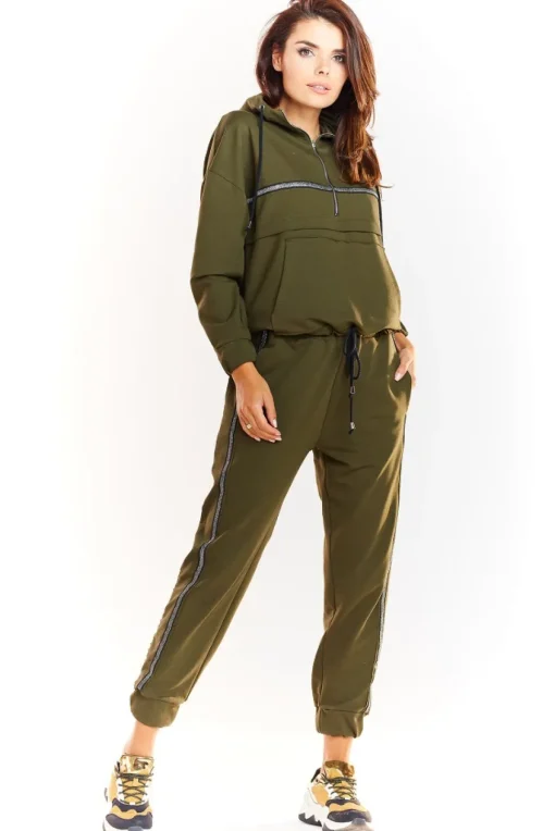 Luźna bluza z kapturem - khaki
