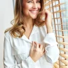 Luźna bluzka koszulowa - ecru