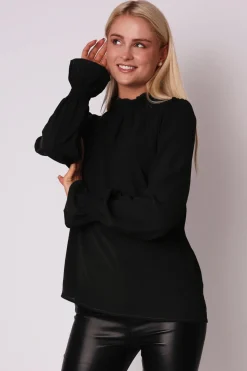 Luźna bluzka z elastyczną stójką - czarna