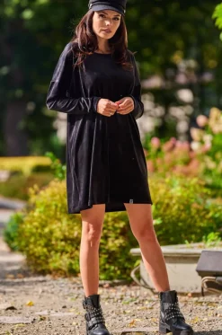 Luźna prosta sukienka mini - czarna