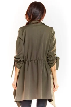Luźny zwiewny żakiet - khaki