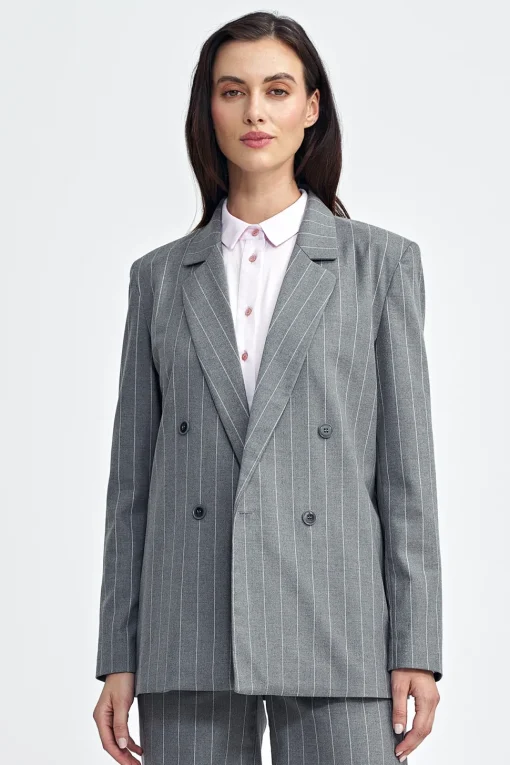 Marynarka oversize zapinana na guziki – szara