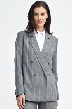 Marynarka oversize zapinana na guziki – szara