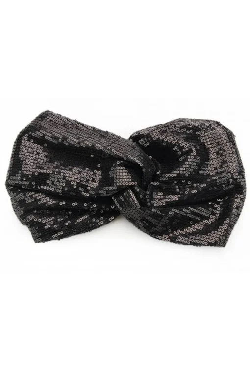 Opaska bandana na głowę - czarna-cekiny
