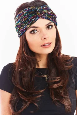 Opaska bandana na głowę - kolorowa-cekiny