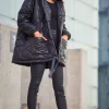 Pikowana kurtka oversize - czarna