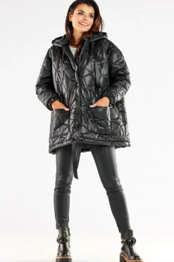 Pikowana kurtka oversize - czarna