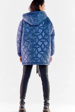 Pikowana kurtka oversize - granatowa
