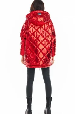 Pikowana kurtka oversize - czerwona