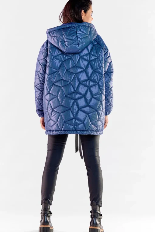 Pikowana kurtka oversize - granatowa