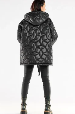 Pikowana kurtka oversize - czarna