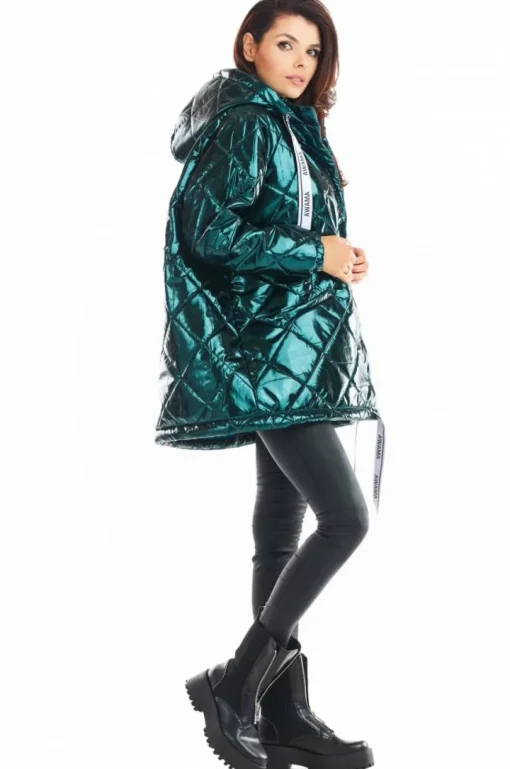 Pikowana kurtka oversize - zielona