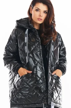 Pikowana kurtka oversize - czarna
