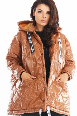Pikowana kurtka oversize - beżowa
