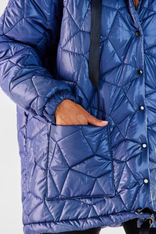 Pikowana kurtka oversize - granatowa