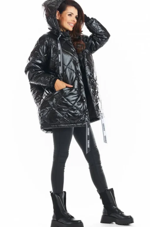 Pikowana kurtka oversize - czarna