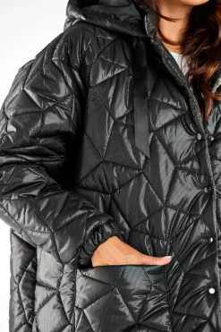 Pikowana kurtka oversize - czarna