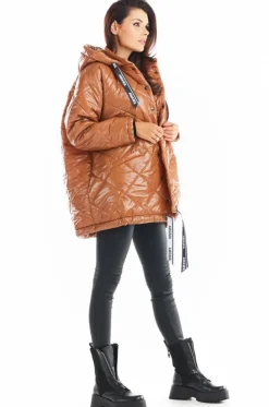 Pikowana kurtka oversize - beżowa