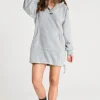 Pluszowa bluza oversize z kieszenią kangurek - popielata